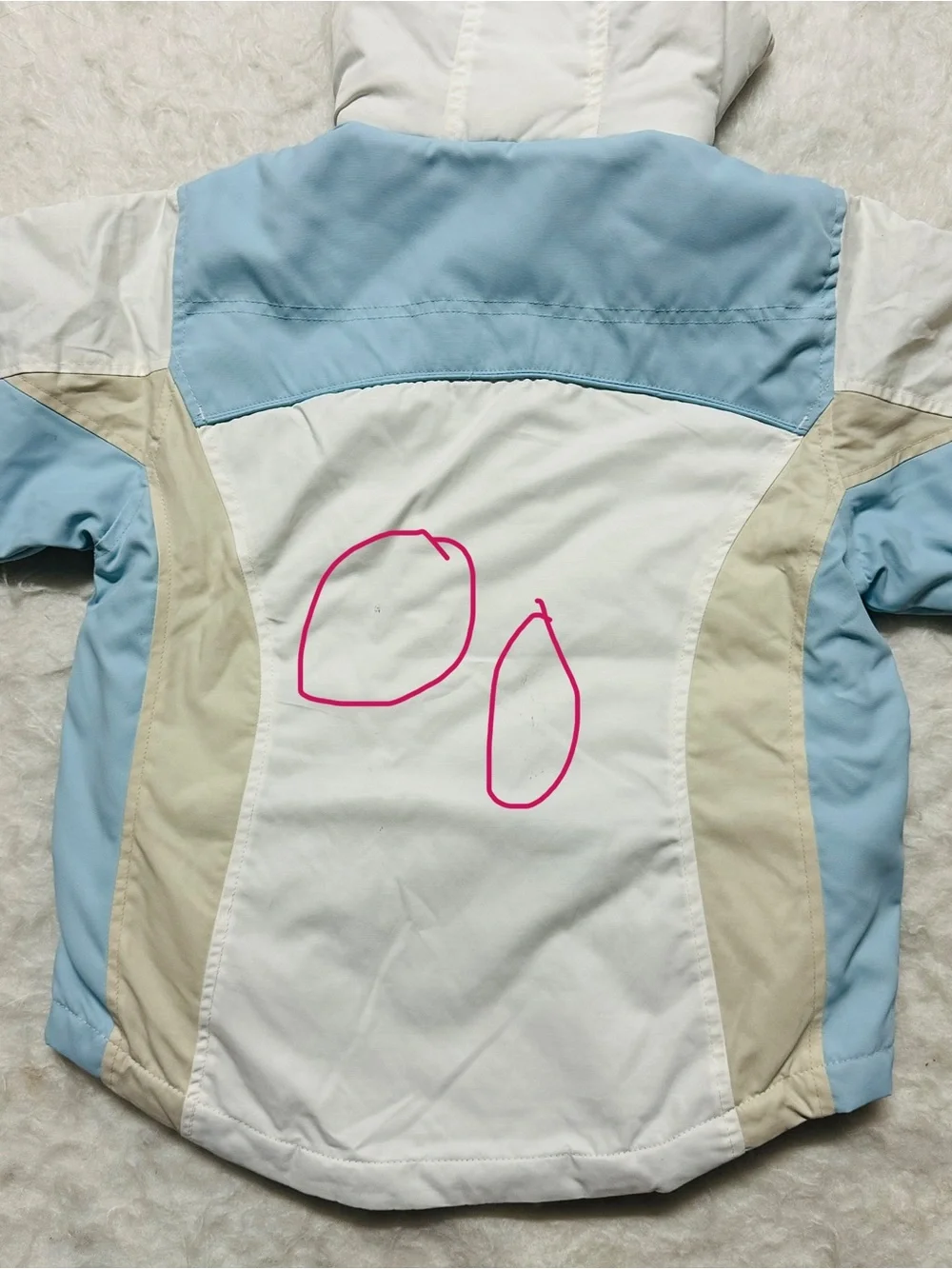 GAP White & Light Blue Colorblock Hooded Puffer Jacket